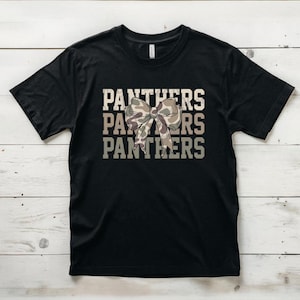 Panthers PNG, Coquette Bow, Stacked Panthers, Old School Camo, Camouflage, Team Spirit, Mascot, Digital Download, Tshirt Design, Sublimation