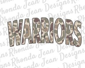 Old School Camo warriors All Caps PNG, Maskottchen, Team, Schulgeist Shirt, digitale Datei, Jungen Herren T-Shirt Design, Sublimationsdesign