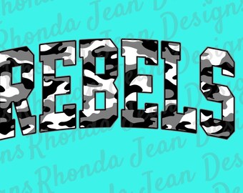 Rebels Camouflage PNG: Mascot Team Shirt Design (Digital File)