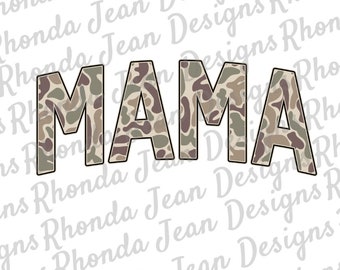 Old School Camo Mama PNG, Family, Women's Digital T-shirt Design for Sublimation or DTF