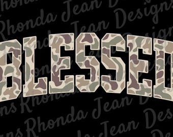 Blessed PNG, Old School Camo, Camouflage, Thanksgiving T-shirt Design, Digital Download, Fall Autumn