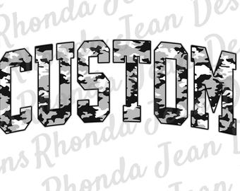 Custom Camo Varsity Letter PNG: Personalized Name/Mascot (Digital Download T-Shirt Design)