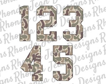 Camo Numbers Set PNG, Old School Camo, T-shirt Design, Digital Download, Camouflage, Baseball Jersey Numbers 0-9