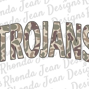 Old School Camo Trojans All Caps PNG, T-shirt Design, Digital Download