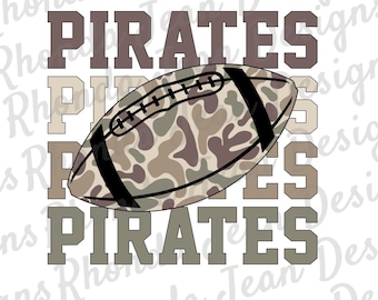 Pirates Football Camo PNG, T-Shirt Design (Digital Download)