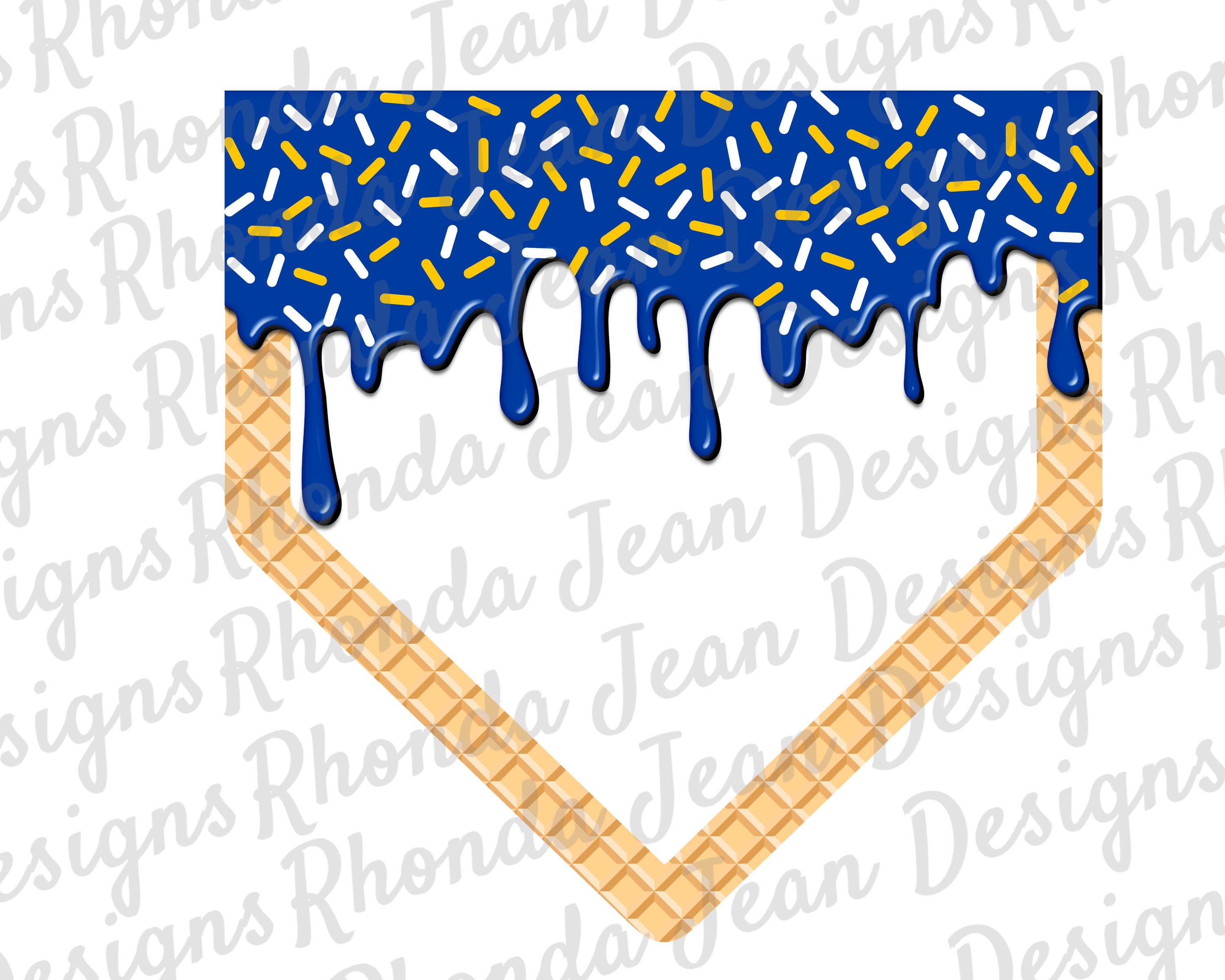 Home Plate Drip Baseball PNG, Royal Blue Drip, Gold Yellow and White Sprinkles, T-shirt Design, Digital Download,  Ice Cream Drip, Softball