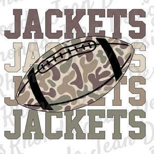 Jackets PNG, Old School Camo, Camouflage Football, Mascot, Team, School Spirit Shirt, Digital Download, T-shirt Design
