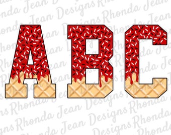Drip Alpha Set PNG, Red Drip, Black and White Sprinkles, T-shirt Design, Digital Download, Ice Cream Drip, Complete Alphabet