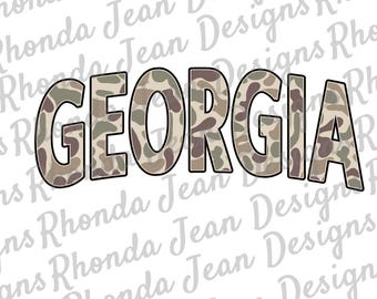 Old School Camo Georgia All Caps PNG, Mascot, Team, School Spirit Shirt, Digital File, Boys Mens T-shirt Design, Sublimation Design