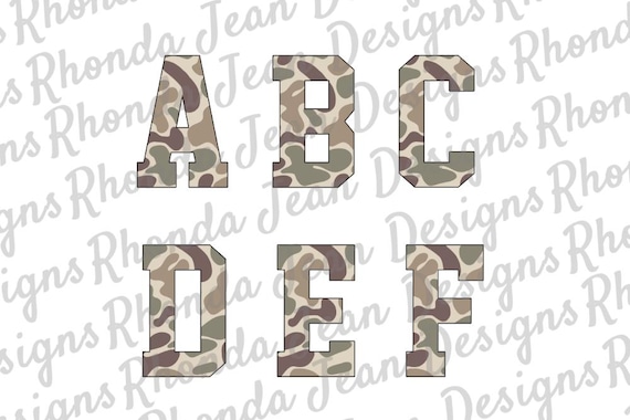 Old School Camo Alpha Set PNG, T-shirt Design, Digital Download, Complete Alphabet, Upper Case Only, Capital Letters Only