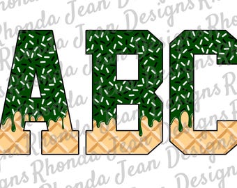 Green Drip Alphabet PNG: Sprinkles T-Shirt Design (Digital Download)