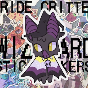 Naklejka holograficzna Nonbinary Pride Bat Wizard