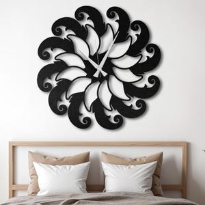 Floral Metal Wall Clock, Modern Silent Art Decor, Christmas Gift