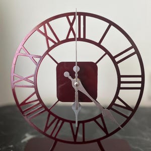 Height 9” Desktop Clock, Metal Round Table Clock, Desktop Metal Clock, Glossy Red Gift Table Clock, Business Clock, Modern Table Decor,