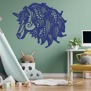 Magische metalen eenhoorn kunst aan de muur, kinderkamer en cadeau decor, pasgeboren muur decor, muur decor eenhoorn, schattig muur decor