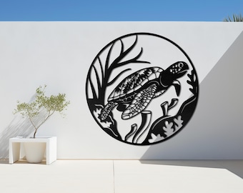 Sea Turtle Metal Wall Art, Ocean Beach House Decor,