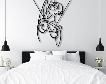 Abstract Woman Metal Wall Art, Minimalist Naked Line Figure Decor