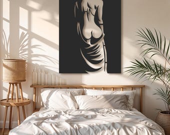 Metal Wall Art Featuring a Provocative Female Body Silhouette, Bedroom Sign,