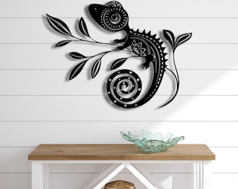 Metal Gecko Wall Art, Tropical Reptile Decor