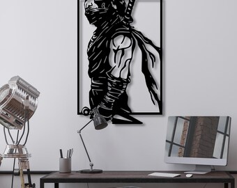 Ninja Metal Wall Art: Samurai Warrior Silhouette
