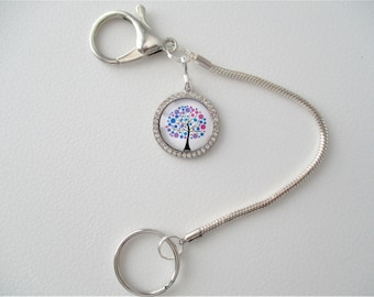 Purse, Bag,Backpack & More Key Finder Key chain, Key Ring.  New. Rhinestone Tree Setting