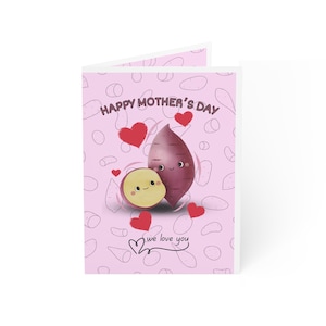 Tarjetas de felicitación con verduras para el Día de la Madre, divertidas tarjetas de papa, tarjetas de amor con boniato, tarjeta de regalo para el Día de la Madre, tarjeta de agradecimiento