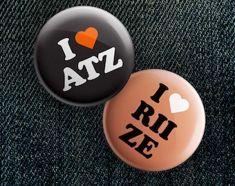 I Heart Boy Groups 1.5&quot; Pinback Button Pin /Key Chain - kpop, nct, enhyphen, seventeen, ateez, zerobaseone, got7, txt, wayv, riize, exo, bts