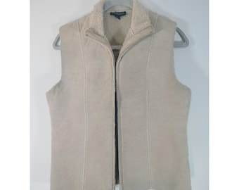 Vintage Y2K Express Suede Vest w/Faux Shearling Lining