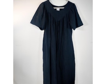 Vintage Carole 100% Cotton black Muumuu/Nightgown/House Dress (Made in USA)