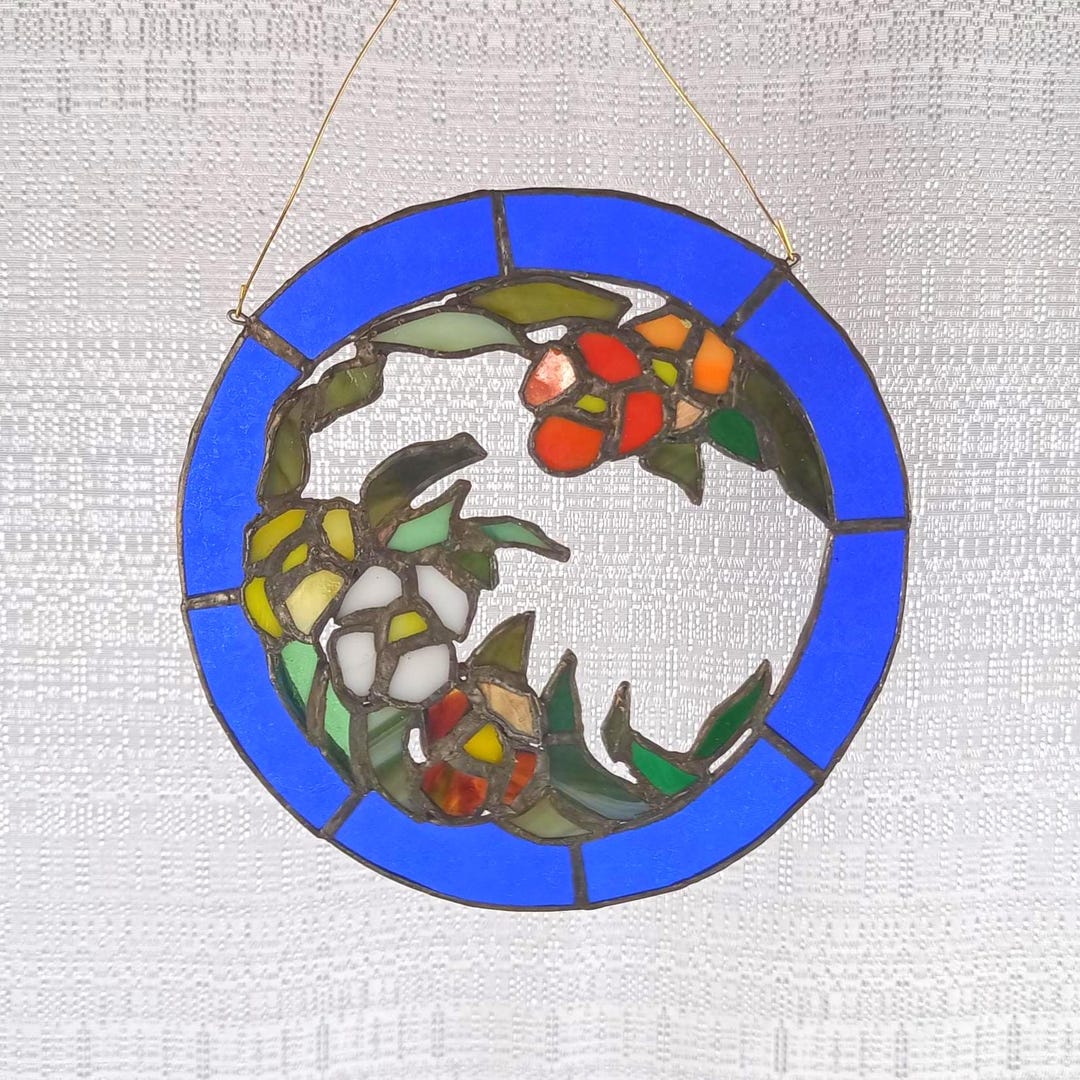 Stained Glass Panel Wall Hanging Window Decor 7 In Diameter Photo Inspiration
