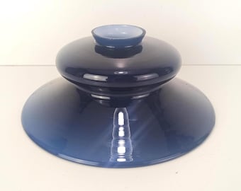 Vintage lampenkap van gelaagd glas in marineblauw, 2,25 inch (57 mm) fitting.