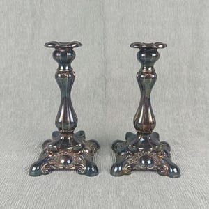 Heavy Candle Stick Holders Pair of Vintage William A Rogers Candelabra Silver Plated