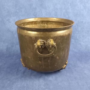 Vaso in rame con piedini, fioriera in ottone vintage, secchio per cenere, evaporatore d'acqua, decorazione da 8,5"
