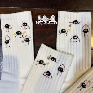Anime Embroidered Socks, Hand Embroidery Socks, Custom Embroidered Socks for Her, Manga Fan Socks, Cartoon Movie Hand Embroidery, Cute Socks