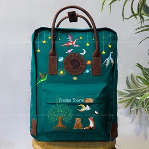 Drache gestickter Fjällräven Kanken, Baum des Lebens Stickerei Rucksack, Waldfuchs gestickter Kanken Schultertasche, Baby Bär Schultasche