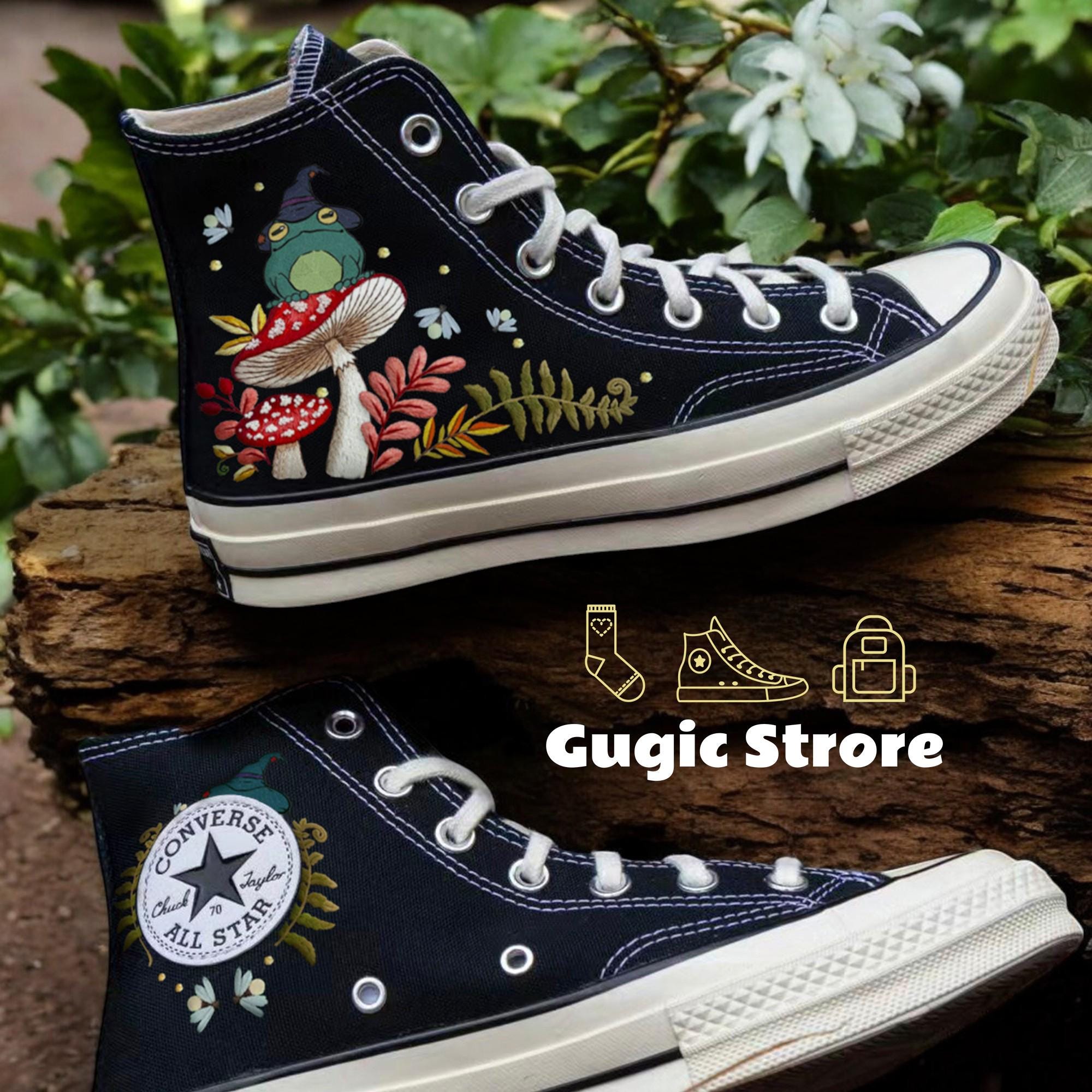 football all star decorate Frog Embroidered Converse, Custom Converse Chuck Taylor Mushroom  Embroidered, Witch Frog Converse, Fairy Frog Embroidered High Tops, Wedding 