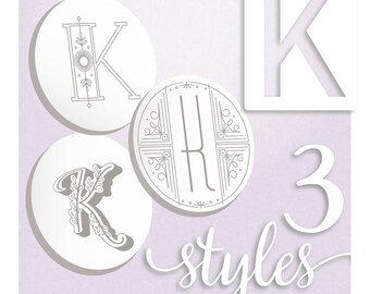 Monogram Embroidery Pattern  |  Letter K Hand Embroidery Patterns in Three Styles | Alphabet Letter |  Embroidered Initials Design