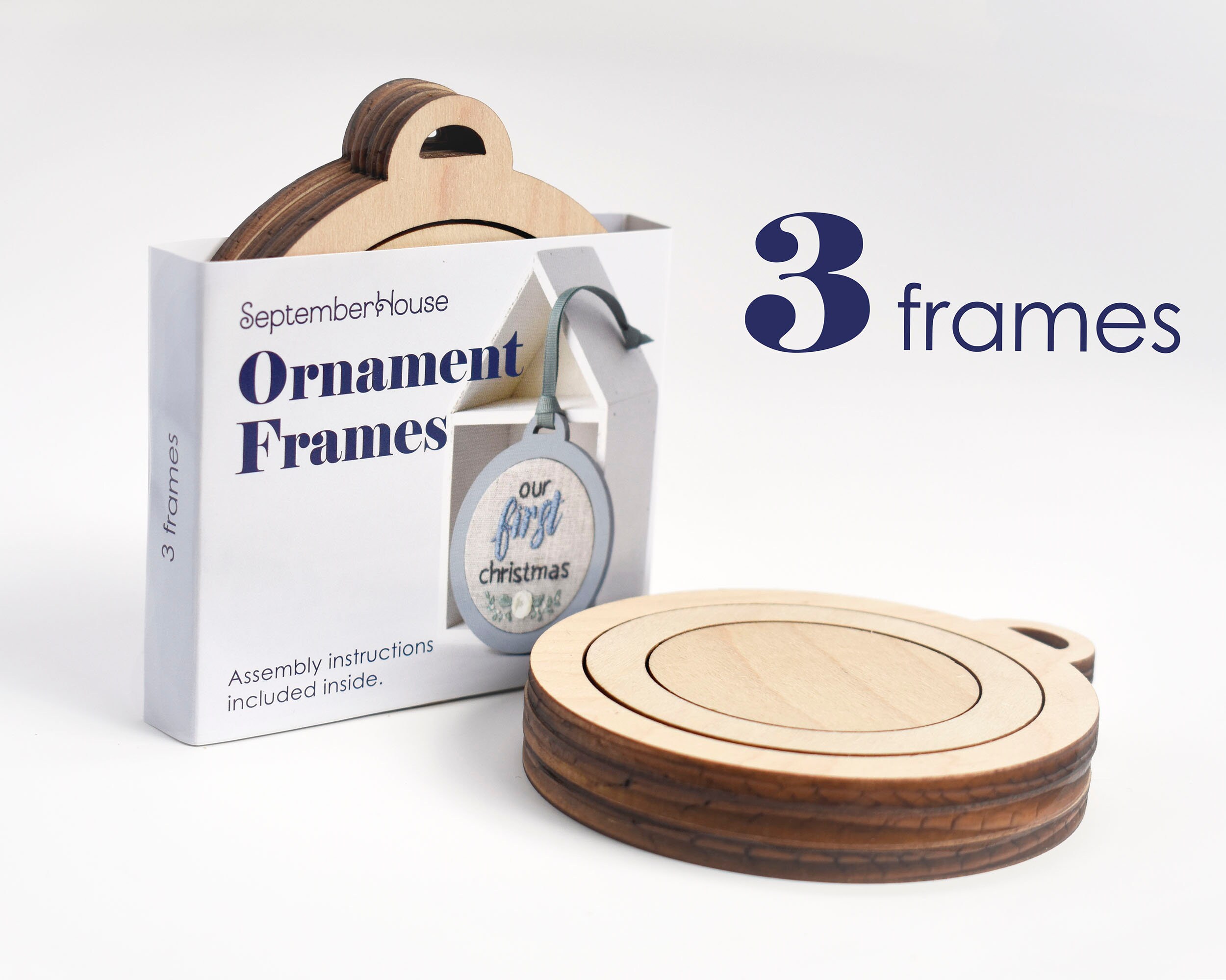 Mini Embroidery Frames | Wood Frames for Christmas Ornaments | 3-PACK…
