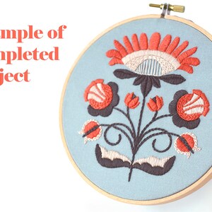 Beginner Embroidery Kit Floral Embroidery Kit Modern Embroidery Design Pre-Stamped Pattern FLOSSY FLORALS DIY Embroidery image 7
