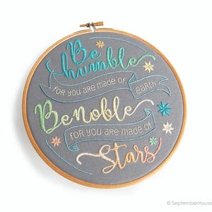 Space theme nursery embroidery pattern. Modern typography embroidery