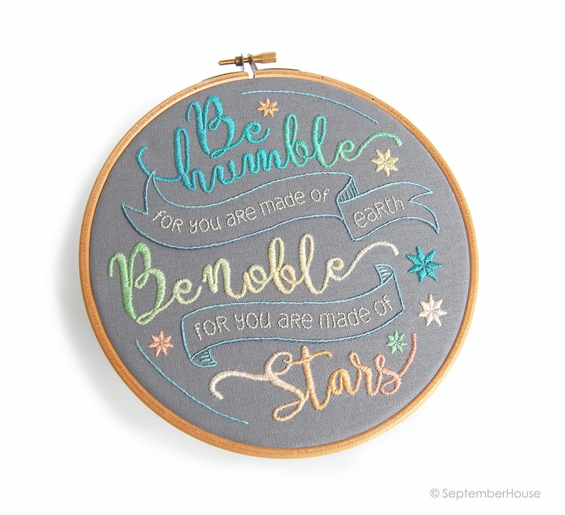Space theme nursery embroidery pattern. Modern typography embroidery