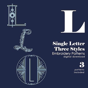 Hand Embroidery Designs | Monogram Letter L Hand Embroidery Designs | 3 Styles Included | Alphabet Letter Embroidery | PDF