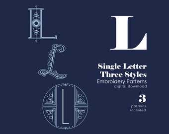 Hand Embroidery Designs | Monogram Letter L Hand Embroidery Designs | 3 Styles Included | Alphabet Letter Embroidery | PDF