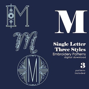 Monogram Embroidery Patterns | Letter M Hand Embroidery Pattern in 3 ...