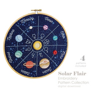 Space Embroidery Patterns | Planets Embroidery Design | Space Embroidery | Beginner Embroidery | Solar System Art | PDF Patterns