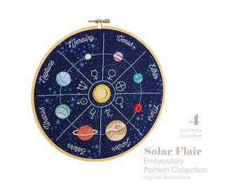 Space Embroidery Patterns | Planets Embroidery Design | Space Embroidery | Beginner Embroidery | Solar System Art | PDF Patterns