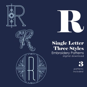 Monogram Embroidery Pattern | Letter R Hand Embroidery Designs in 3 Variations | Alphabet Letter Embroidery | Digital File