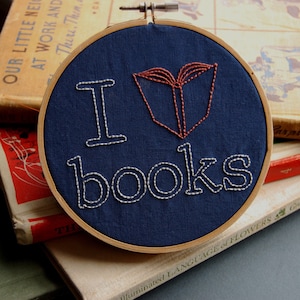 Hand Embroidery Patterns Book Lovers Embroidery Patterns DIY Teacher Appreciation Gift Embroidery Designs for Readers PDF Download image 4