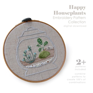 Houseplant Patterns | Embroidery Patterns | HAPPY HOUSEPLANTS Mix & Match Embroidery Designs | PDF Patterns | Plant Décor