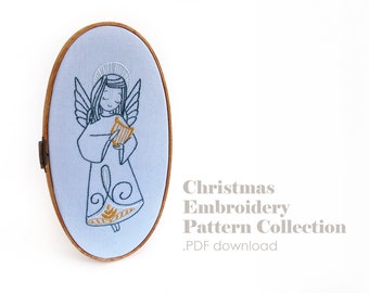 Holiday Embroidery Patterns | Angel Embroidery Design | PDF Patterns | Christmas Embroidery | Beginner Embroidery | Christmas Pattern